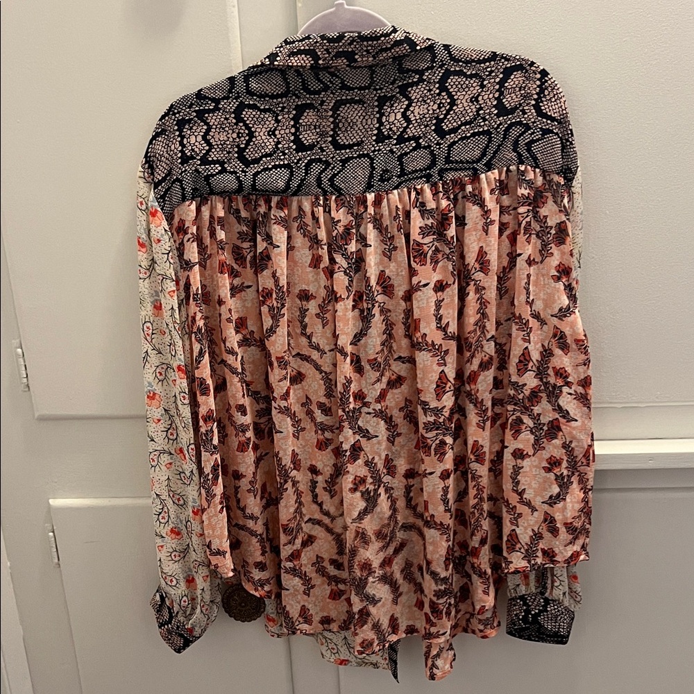 Multicolor Patterned Button-Up Blouse - image 5